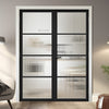 Soho Black Internal Door Pair - Clear Reeded Glass - Prefinished