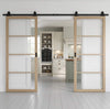 Top Mounted Black Sliding Track & Double Door - Soho Blonde Oak Internal Door - Clear Glass - Prefinished