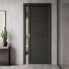 Soho 4 Panel Black Painted Single Evokit Pocket Door - Prefinished