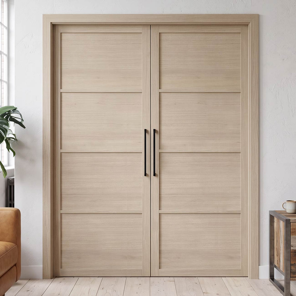 Soho Blonde Oak Panel Internal Door Pair - Prefinished