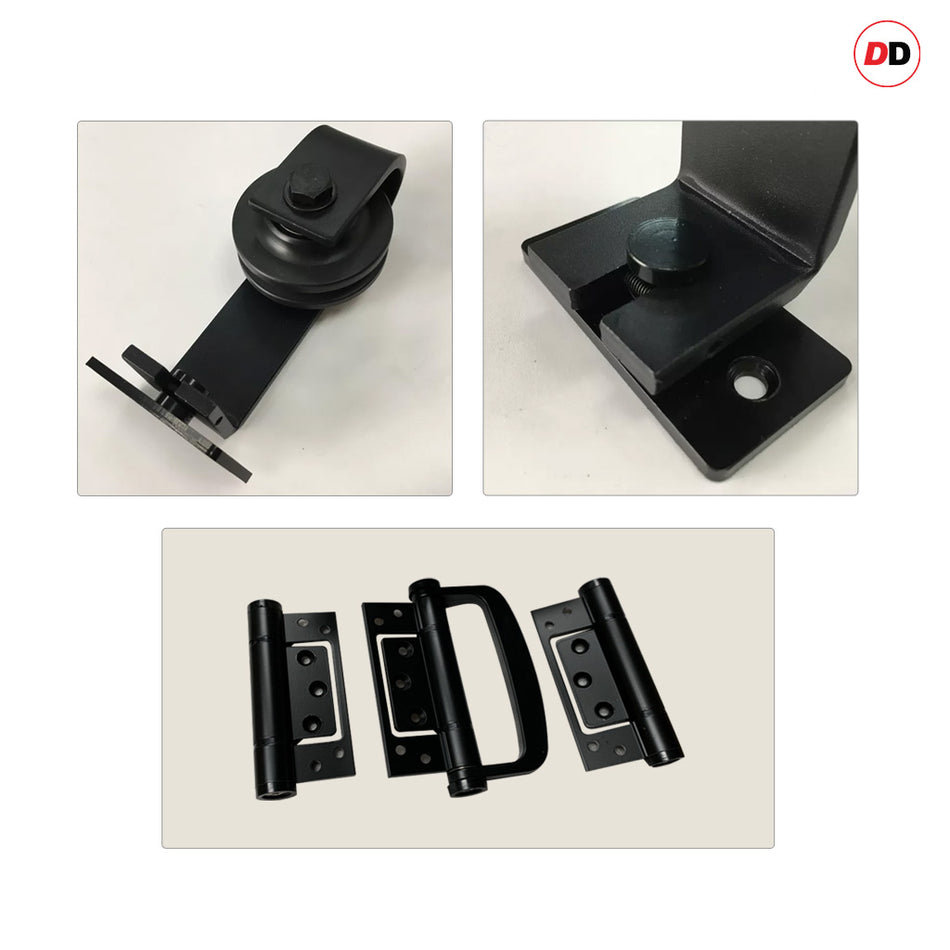 Sliding Top Mounted Black Folding Track & Double Door - Sutton Panel Black Internal Door - Prefinished