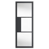 Cosmo Black Industrial Absolute Evokit Double Pocket Doors with Clear Glass - Laminated - Prefinished