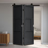 Sliding Top Mounted Black Folding Track & Double Door - Cosmo Black Industrial Panel Door - Laminated - Prefinished