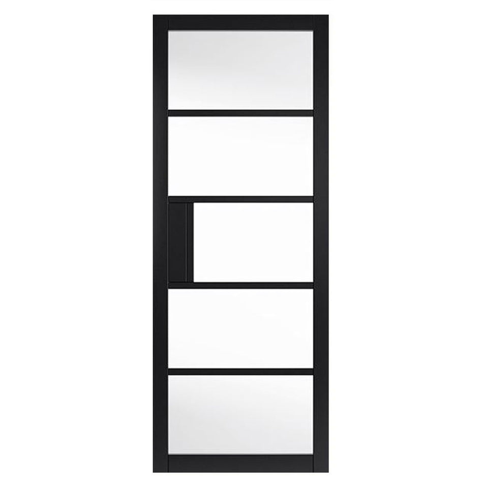 Sliding Top Mounted Black Folding Track & Double Door - Metro Black Industrial Door with Reeded Glass - Prefinished