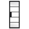 Metro Black Industrial Absolute Evokit Double Pocket Doors with Reeded  Glass - Prefinished