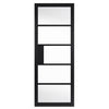 Metro Black Industrial Absolute Evokit Double Pocket Doors with Reeded  Glass - Prefinished