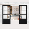 Double Sliding Door & Premium Wall Track - Eco-Urban® Staten 3 Pane 1 Panel Doors DD6310G - Clear Glass - 6 Colour Options