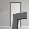 Made to Size Single Fire Door Frame and Simple Architrave Kit in Stormy Grey Primed MDF - Suits 30 Minute Fire Doors