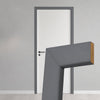Made to Size Thruframe Interior Stormy Grey Primed MDF Door Lining Frame and Simple Architrave Set - Suits Single Doors
