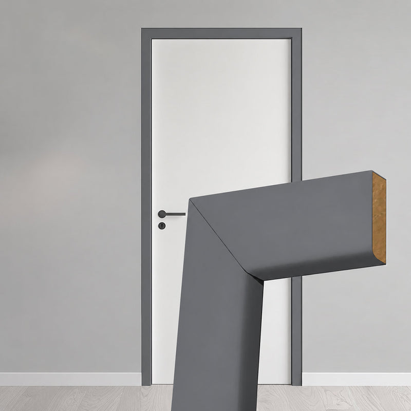 Made to Size Thruframe Interior Stormy Grey Primed MDF Door Lining Frame and Simple Architrave Set - Suits Single Doors