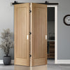 SpaceEasi Top Mounted Black Folding Track & Double Door - Suffolk Oak Door - Prefinished