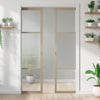 Sutton Blonde Oak Absolute Evokit Double Pocket Doors - With Clear & Reeded Glass - Prefinished