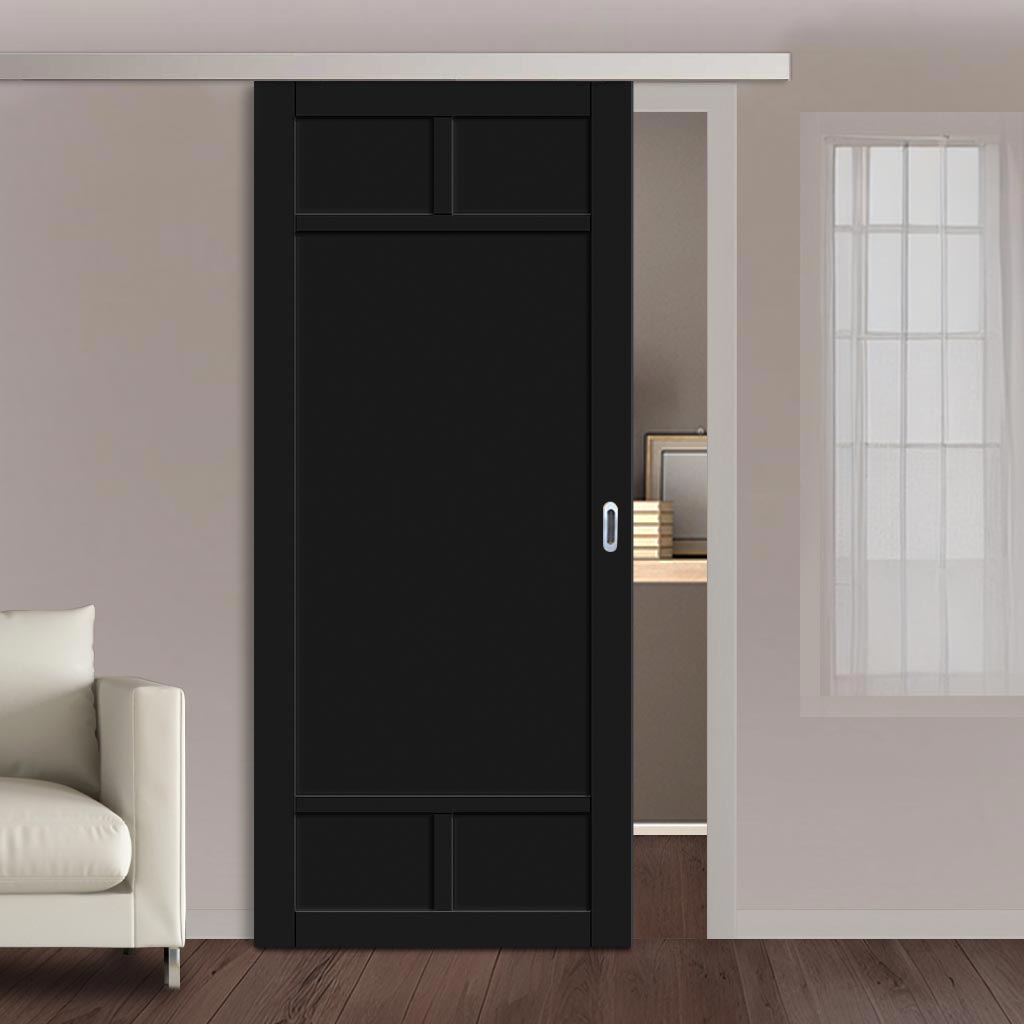 Single Sliding Door & Premium Wall Track - Eco-Urban® Sydney 5 Panel Door DD6417 - 6 Colour Options