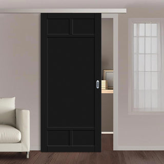 Image: Single Sliding Door & Premium Wall Track - Eco-Urban® Sydney 5 Panel Door DD6417 - 6 Colour Options