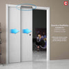 Camden Black Staffetta Quad Telescopic Pocket Door - Prefinished - Clear Glass - Urban Collection