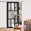 Single Sliding Door & Premium Wall Track - Eco-Urban® Tasmania 7 Pane Door DD6425G Clear Glass(2 FROSTED PANE) - 6 Colour Options