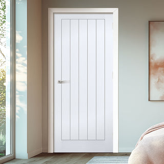 Image: Textured Mexicano White Primed Panel Internal Door