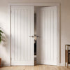 Textured Vertical Fire Internal Door Pair - 1/2 Hour Fire Rated - Primed
