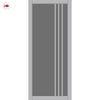 Bella Solid Wood Internal Door UK Made  DD0103T Tinted Glass - Mist Grey Premium Primed - Urban Lite® Bespoke Sizes
