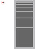 Revella Solid Wood Internal Door Pair UK Made DD0111T Tinted Glass - Mist Grey Premium Primed - Urban Lite® Bespoke Sizes