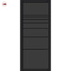 Amoo Solid Wood Internal Door UK Made  DD0112T Tinted Glass - Shadow Black Premium Primed - Urban Lite® Bespoke Sizes