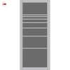 Amoo Solid Wood Internal Door Pair UK Made DD0112T Tinted Glass - Mist Grey Premium Primed - Urban Lite® Bespoke Sizes