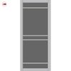 Ebida Solid Wood Internal Door UK Made  DD0113T Tinted Glass - Mist Grey Premium Primed - Urban Lite® Bespoke Sizes