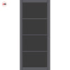 Florence Solid Wood Internal Door UK Made  DD0114T Tinted Glass - Stormy Grey Premium Primed - Urban Lite® Bespoke Sizes