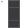 Firena Solid Wood Internal Door UK Made  DD0114T Tinted Glass - Stormy Grey Premium Primed - Urban Lite® Bespoke Sizes
