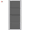 Florence Solid Wood Internal Door Pair UK Made DD0114T Tinted Glass - Mist Grey Premium Primed - Urban Lite® Bespoke Sizes