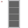 Firena Solid Wood Internal Door Pair UK Made DD0114T Tinted Glass - Mist Grey Premium Primed - Urban Lite® Bespoke Sizes