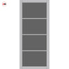 Florence Solid Wood Internal Door UK Made  DD0114T Tinted Glass - Mist Grey Premium Primed - Urban Lite® Bespoke Sizes
