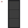 Iretta Solid Wood Internal Door UK Made  DD0115T Tinted Glass - Shadow Black Premium Primed - Urban Lite® Bespoke Sizes