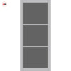 Iretta Solid Wood Internal Door Pair UK Made DD0115T Tinted Glass - Mist Grey Premium Primed - Urban Lite® Bespoke Sizes