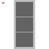 Iretta Solid Wood Internal Door UK Made  DD0115T Tinted Glass - Mist Grey Premium Primed - Urban Lite® Bespoke Sizes