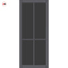 Kora Solid Wood Internal Door UK Made  DD0116T Tinted Glass - Stormy Grey Premium Primed - Urban Lite® Bespoke Sizes