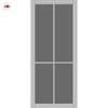 Kora Solid Wood Internal Door UK Made  DD0116T Tinted Glass - Mist Grey Premium Primed - Urban Lite® Bespoke Sizes