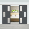 Double Sliding Door & Premium Wall Track - Eco-Urban® Tokyo 3 Pane 3 Panel Doors DD6423SG Frosted Glass - 6 Colour Options