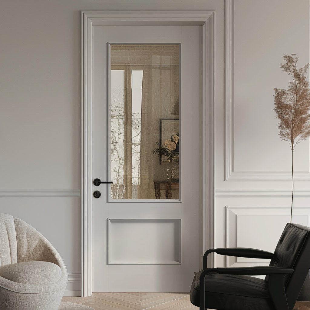 Murcia White Primed Internal Door - Clear Glass