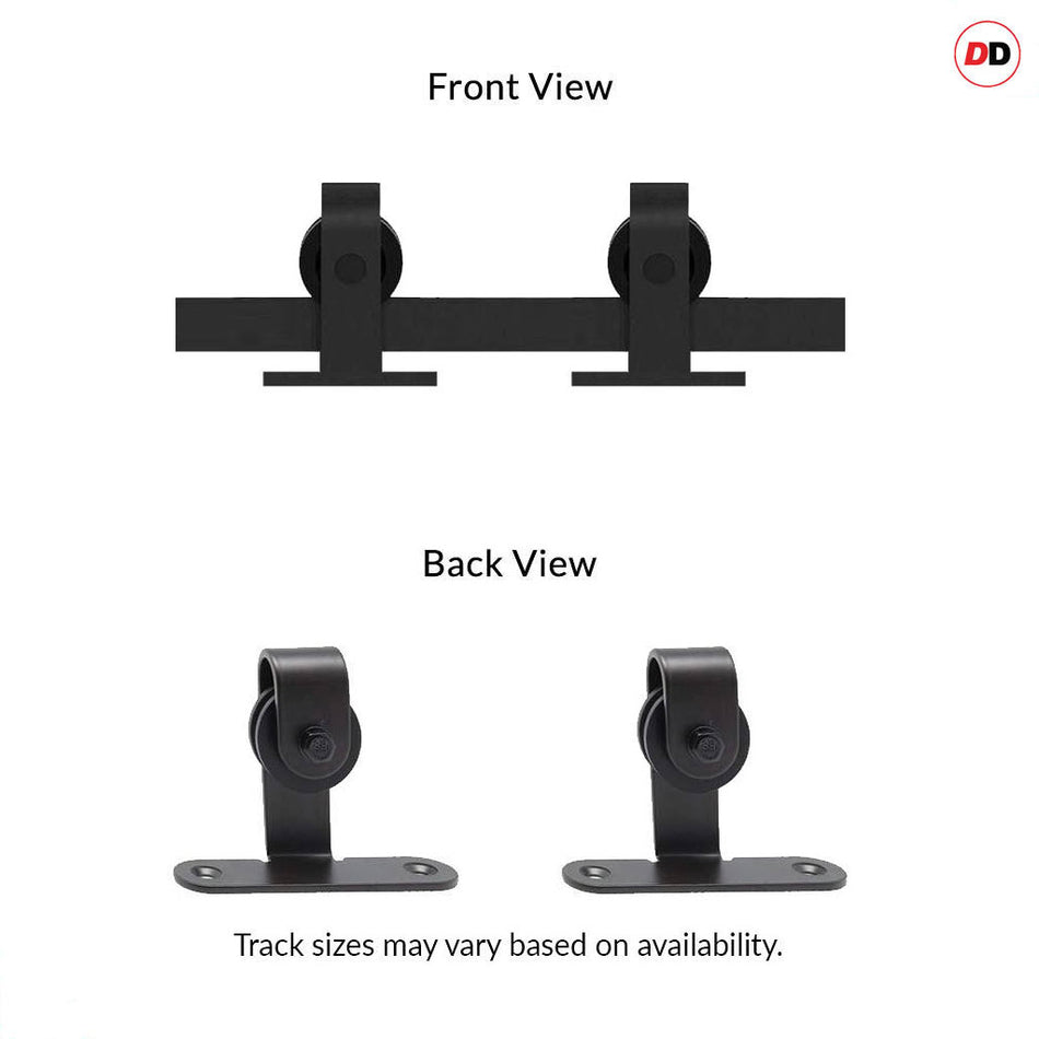 Black Double Sliding Track for Wooden Doors - Top Mounted
