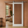 Top Mounted Stainless Steel Sliding Track & Door - Ely Glazed Door - Clear Etched Glass - White Primed
