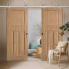 Top Mounted Stainless Steel Sliding Track & Double Door - DX30's Panel Oak Primed Internal Door