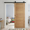 Top Mounted Black Sliding Track & Door - Carini Oak Internal Door - Prefinished