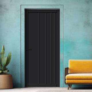 Image: Simona Panel Solid Wood Internal Door UK Made  DD0105P - Shadow Black Premium Primed - Urban Lite® Bespoke Sizes