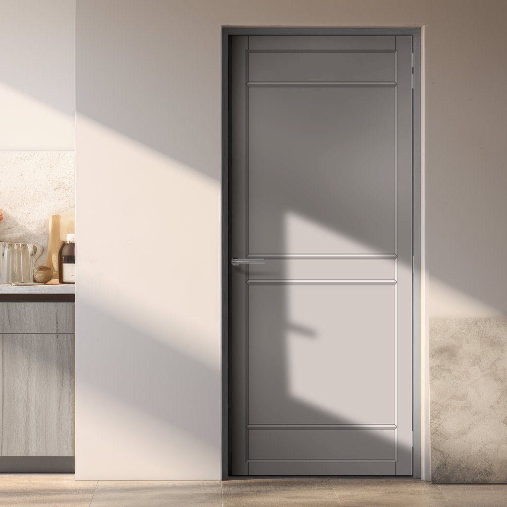 Ebida Panel Solid Wood Internal Door UK Made  DD0113P - Mist Grey Premium Primed - Urban Lite® Bespoke Sizes