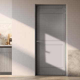 Image: Ebida Panel Solid Wood Internal Door UK Made  DD0113P - Mist Grey Premium Primed - Urban Lite® Bespoke Sizes