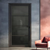 Florence Solid Wood Internal Door UK Made  DD0114T Tinted Glass - Shadow Black Premium Primed - Urban Lite® Bespoke Sizes