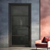 Firena Solid Wood Internal Door UK Made  DD0114T Tinted Glass - Shadow Black Premium Primed - Urban Lite® Bespoke Sizes