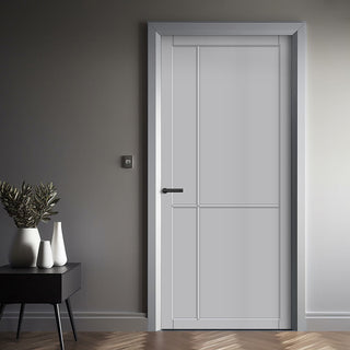 Image: Lerens Panel Solid Wood Internal Door UK Made  DD0117P - Mist Grey Premium Primed - Urban Lite® Bespoke Sizes