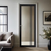 Milano Solid Wood Internal Door UK Made  DD0101C Clear Glass - Shadow Black Premium Primed - Urban Lite® Bespoke Sizes